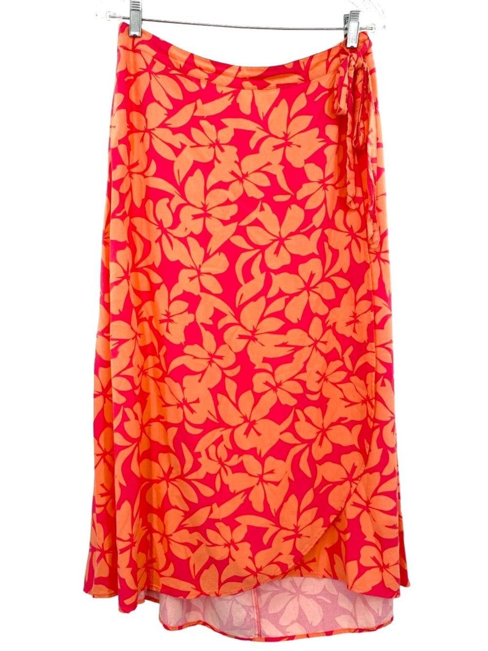 J. Crew Tropical Floral Faux Wrap Midi Skirt Size Large